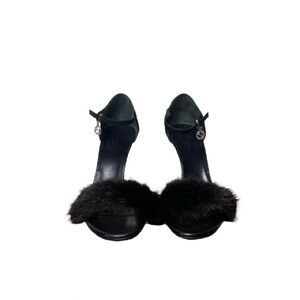 Gucci Black Fur Strap Heels